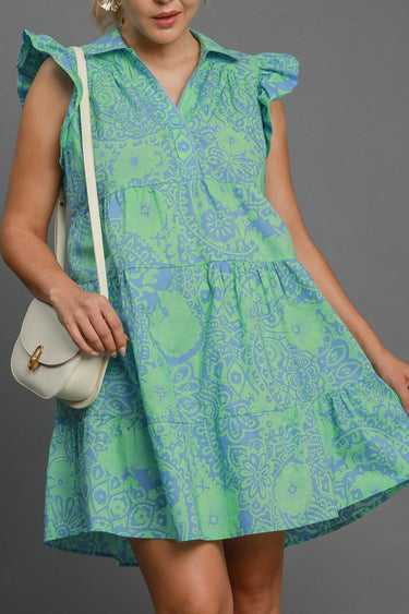 Ruffle Cap Sleeve Mini Dress